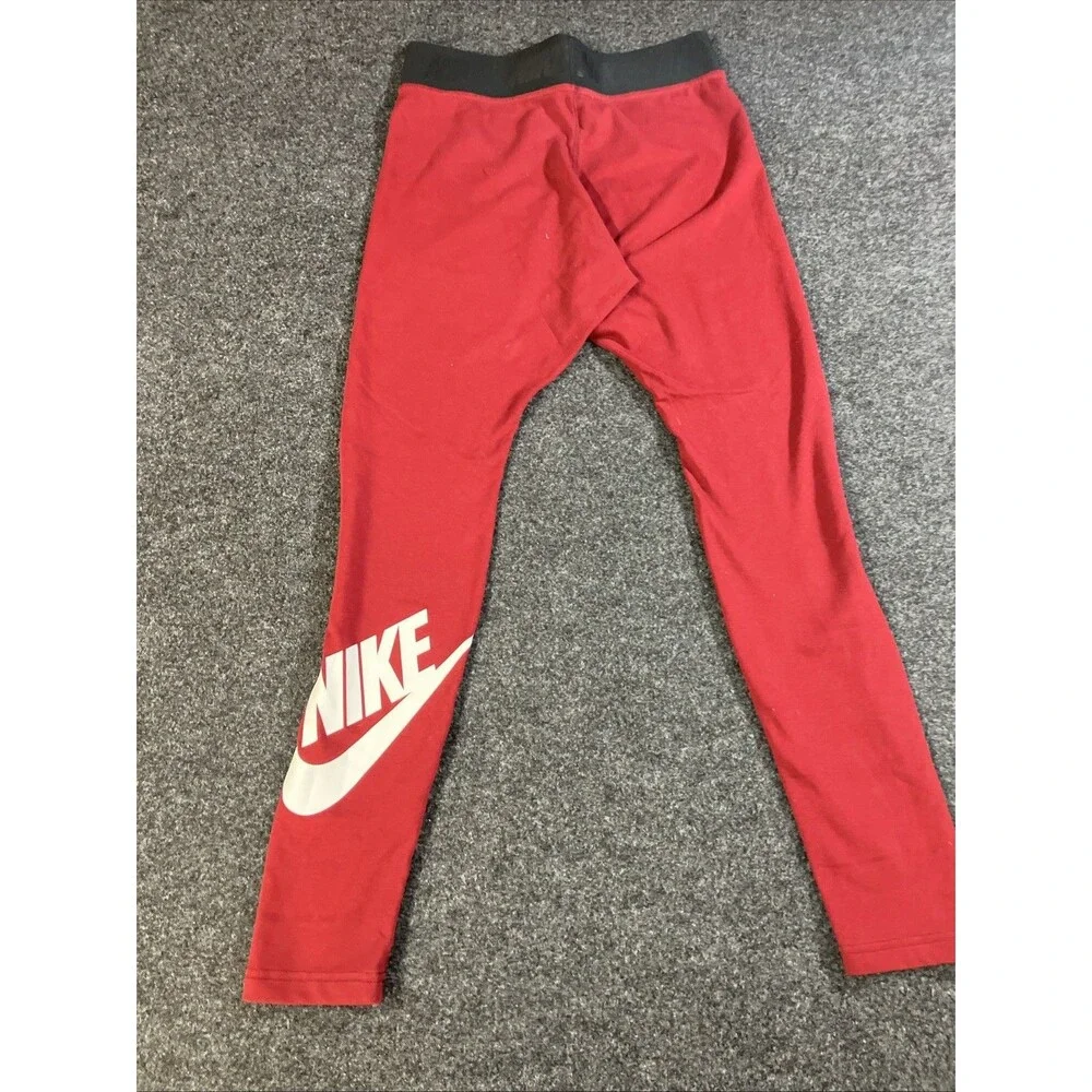 Nike Womens Futura Logo Leggings High Waisted Dark Red Burgundy Tight Pants Sz M